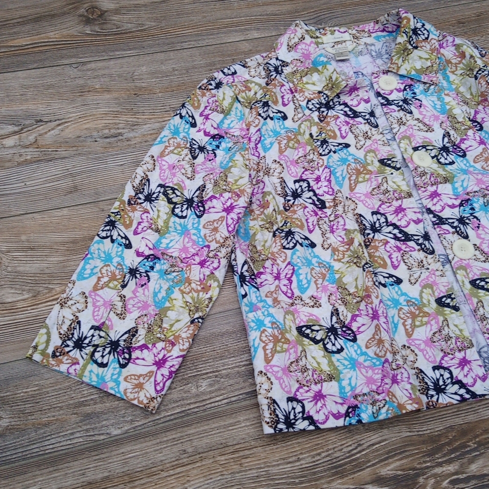 Butterfly Patterned Button Down Front Blazer Jack… - image 3
